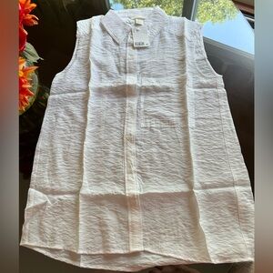 H&M White Sleeveless Collared Shirt